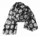 Printed Polyester Scarf Black Flower Pattern