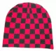 Winter Set with Beanie - Scarf - Gloves - red black chess pattern