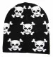 Rockabilly Winter Set | Beanie Gloves and Scarf - white Skulls on black base