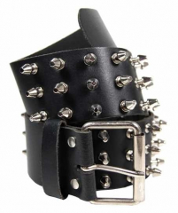Spike Studded Leather Belt 3 row