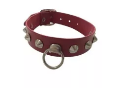 Leather Ankleband - Pointed Studs Red - Conical Studs