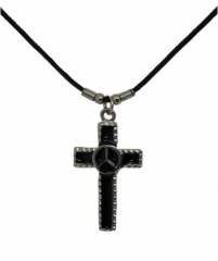 Necklace with Cross and Peace Sign