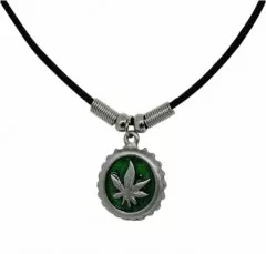 Neck Jewellery Canabis Leaf Pendant with Cotton Cord