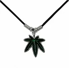 Fashion Jewellery Canabis Pendant with Cotton Cord