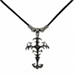 Black Cross Necklace with Cotton Cord