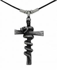 Necklace Snake wrapped around Cross