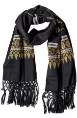 Fringed Scarf with golden pattern