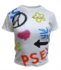 Damen Top Weiß Peace