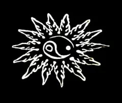 Black cotton scarf with Yin Yang