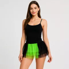 Neon Green & Black Tulle Skirt