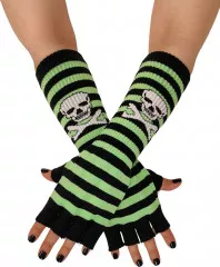 Green Striped Arm Sleeves with Skull