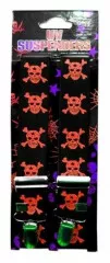 Black Suspenders Orange Skulls