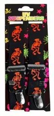 Black Suspenders Orange Skeletons