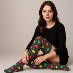 Over Knee Thigh Socks Multicolour Polka Dots