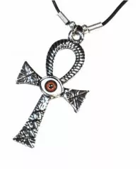 Gothic Halskette Kreuz & braunes Auge