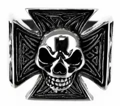 Steel Ring Set - Iron Cross With Skull