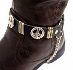 Leather Bootstrap - Peace Studs