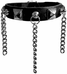 Pyramid Studs & Chain Leather Choker