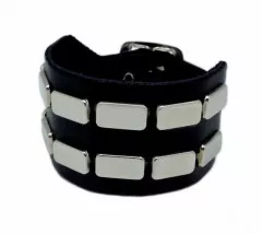 Bracelet 2 rows of flat studs