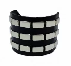 Bracelet 3 rows of flat studs