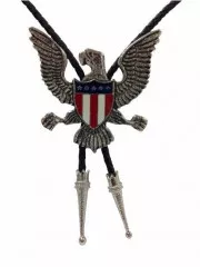 Bolo Tie with Eagle and US Shield Classic Western Style for Men