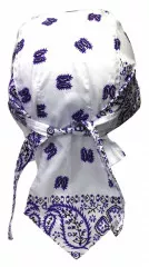 Bandana Kopftuch Weiß, Lila Paisley