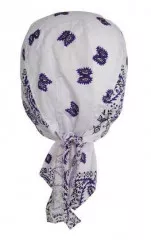 Bandana Cap White & Purple Paisley
