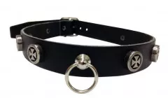 Iron Crosses with Ring Leather Choker
