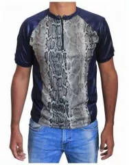 Blue Unisex T-Shirt Snake Skin - Beige