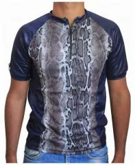 Blue Unisex T-Shirt Snake Skin - Grey