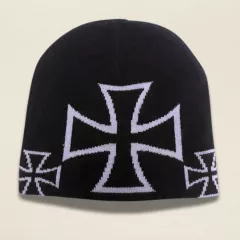 Schwarze Beanie mit Eisernem Kreuz