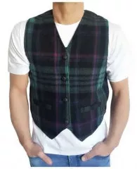 Tartan Waistcoat Blue Square Pattern