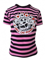 Streifen Top Pink Hell Cat Punks