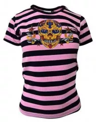 Streifen Top Pink Totenkopf