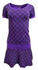 Skirt Dress Chess Pattern Purple