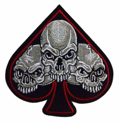 Embroidered Patch Spade Skulls