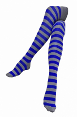 Over Knee Thigh Socks Grey & Blue striped