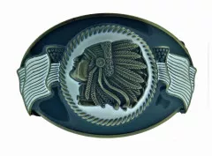 Belt Buckle Red Indian USA