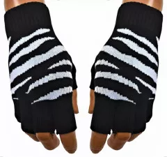 Fingerless Gloves Zebra White