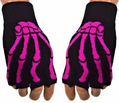 Fingerlose Handschuhe Skeletthand Pink