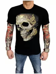 Pierced Skull Rock TShirt with Studs (Glow in the dark)