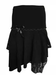 Asymmetric Skirt black with lace