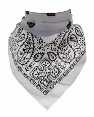 XL Bandana Scarf Black White Paisley