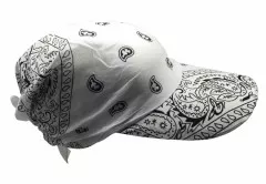 White Bandana Sun Cap Paisley Pattern