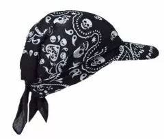 Bandana Sun Cap Black Skull Paisley Pattern
