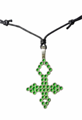 Necklace with green cross pendant