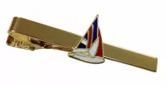 Metal tie clip with Sailing Boat
