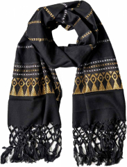 Fringed Scarf with golden pattern