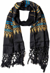 Embroided scarf with fringes