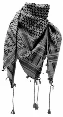 Tactical Shemagh Scarf with Fringes in Grey Black